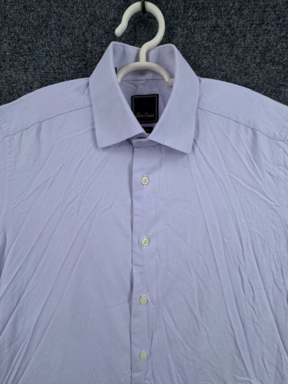 David Donahue Oxford Logo Purple Cotton Trim 15.5 32/33 Button Up Solid Shirt